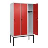C+P Spind Classic PLUS, Gestell, 3 Abteile, 2120x1200x500mm, 7035/3020 Verschluss Sicherheits-Drehriegel 4 Garderobenhaken