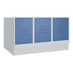 C+P Spind Classic PLUS, Sockel, 1 Abteil, 1950x300x500mm, 7035/2004 Verschluss Sicherheits-Drehriegel 4 Garderobenhaken Trennwan