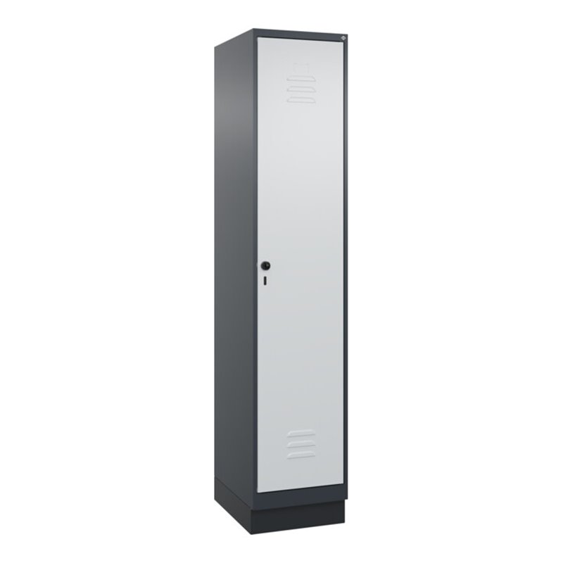 C+P Spind Classic PLUS, Sockel, 1 Abteil, 1950x400x500mm, 7016/7035 Verschluss Sicherheits-Drehriegel 4 Garderobenhaken Trennwan