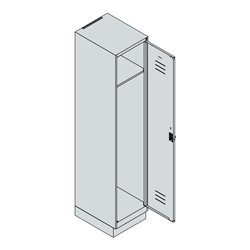 C+P Spind Classic PLUS, Sockel, 1 Abteil, 1950x400x500mm, 7035/5023 Verschluss Zylinderschloss 4 Garderobenhaken