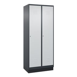 C+P Spind Classic PLUS, Sockel, 2 Abteile, 1950x800x500mm, 7016/7035 Verschluss Zylinderschloss 4 Garderobenhaken