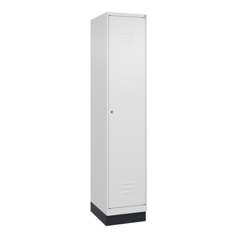 C+P Spind Classic PLUS, Sockel, 1 Abteil, 1950x400x500mm, 9016/9016 Verschluss Zylinderschloss 4 Garderobenhaken