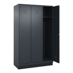 C+P Spind Classic PLUS, Sockel, 3 Abteile, 1950x1200x500mm, 7016/7016 Verschluss Zylinderschloss 4 Garderobenhaken