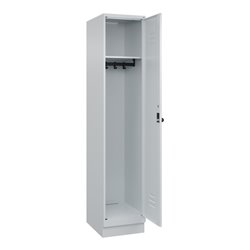 C+P Spind Classic PLUS, Sockel, 1 Abteil, 1950x400x500mm, 7035/7035 Verschluss Sicherheits-Drehriegel 4 Garderobenhaken