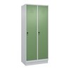 C+P Spind Classic PLUS, Sockel, 2 Abteile, 1950x800x500mm, 7035/6011 Verschluss Sicherheits-Drehriegel 4 Garderobenhaken