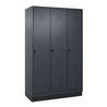 C+P Spind Classic PLUS, Sockel, 3 Abteile, 1950x1200x500mm, 7016/7016 Verschluss Sicherheits-Drehriegel 4 Garderobenhaken