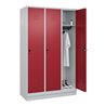 C+P Spind Classic PLUS, Sockel, 3 Abteile, 1950x1200x500mm, 7035/3003 Verschluss Sicherheits-Drehriegel 4 Garderobenhaken