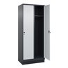 C+P Spind Classic PLUS, Sockel, 2 Abteile, 1950x800x500mm, 7016/7035 Verschluss Sicherheits-Drehriegel 4 Garderobenhaken