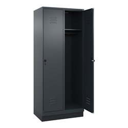 C+P Spind Classic PLUS, Sockel, 2 Abteile, 1950x800x500mm, 7016/7016 Verschluss Sicherheits-Drehriegel 4 Garderobenhaken