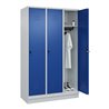 C+P Spind Classic PLUS, Sockel, 3 Abteile, 1950x1200x500mm, 7035/5010 Verschluss Sicherheits-Drehriegel 4 Garderobenhaken