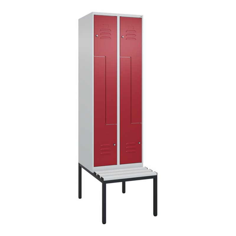 C+P Z-Spind Classic PLUS, Bank, 4 Fächer, 2120x600x815mm, 7035/3003 Verschluss Zylinderschloss Sitzbanktyp untergebaut Material 