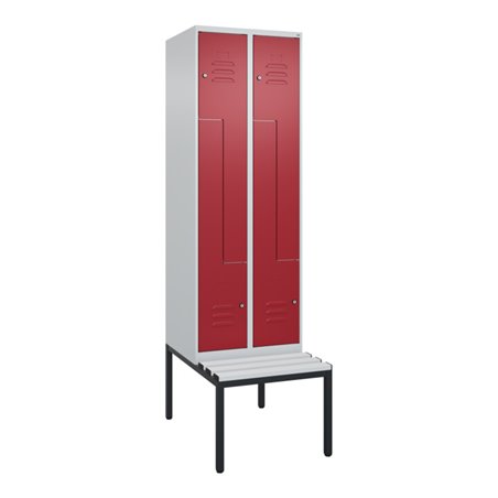 C+P Z-Spind Classic PLUS, Bank, 4 Fächer, 2120x600x815mm, 7035/3003 Verschluss Zylinderschloss Sitzbanktyp untergebaut Material 