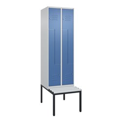 C+P Z-Spind Classic PLUS, Bank, 4 Fächer, 2120x600x815mm, 7035/5023 Verschluss Zylinderschloss Sitzbanktyp untergebaut Material 