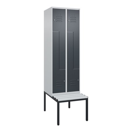 C+P Z-Spind Classic PLUS, Bank, 4 Fächer, 2120x600x815mm, 7035/7016 Verschluss Zylinderschloss Sitzbanktyp untergebaut Material 