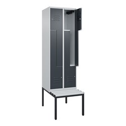 C+P Z-Spind Classic PLUS, Bank, 4 Fächer, 2120x600x815mm, 7035/7016 Verschluss Zylinderschloss Sitzbanktyp untergebaut Material 