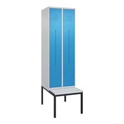 C+P Z-Spind Classic PLUS, Bank, 4 Fächer, 2120x600x815mm, 7035/5012 Verschluss Zylinderschloss Sitzbanktyp untergebaut Material 