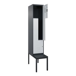 C+P Z-Spind Classic PLUS, Bank, 2 Fächer, 2120x400x815mm, 7016/7035 Verschluss Zylinderschloss Sitzbanktyp untergebaut Material 