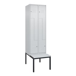 C+P Z-Spind Classic PLUS, Bank, 4 Fächer, 2120x600x815mm, 7035/7035 Verschluss Zylinderschloss Sitzbanktyp untergebaut Material 