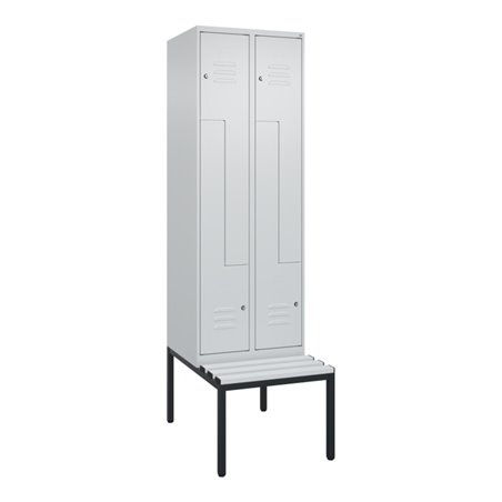 C+P Z-Spind Classic PLUS, Bank, 4 Fächer, 2120x600x815mm, 7035/7035 Verschluss Zylinderschloss Sitzbanktyp untergebaut Material 