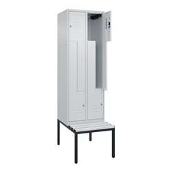 C+P Z-Spind Classic PLUS, Bank, 4 Fächer, 2120x600x815mm, 7035/7035 Verschluss Zylinderschloss Sitzbanktyp untergebaut Material 