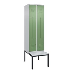 C+P Z-Spind Classic PLUS, Bank, 4 Fächer, 2120x600x815mm, 7035/6011 Verschluss Zylinderschloss Sitzbanktyp untergebaut Material 