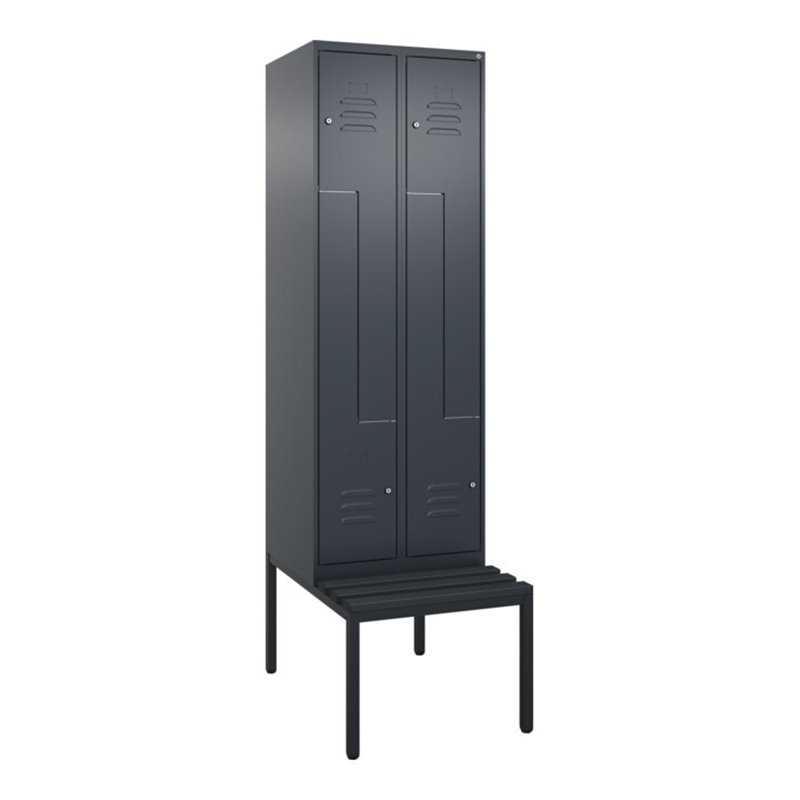 C+P Z-Spind Classic PLUS, Bank, 4 Fächer, 2120x600x815mm, 7016/7016 Verschluss Zylinderschloss Sitzbanktyp untergebaut Material 