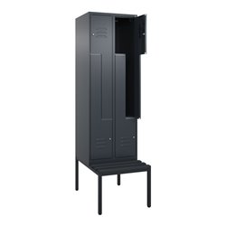 C+P Z-Spind Classic PLUS, Bank, 4 Fächer, 2120x600x815mm, 7016/7016 Verschluss Zylinderschloss Sitzbanktyp untergebaut Material 