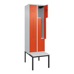 C+P Z-Spind Classic PLUS, Bank, 4 Fächer, 2120x600x815mm, 7035/2004 Verschluss Zylinderschloss Sitzbanktyp untergebaut Material 