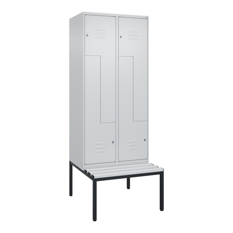 C+P Z-Spind Classic PLUS, Bank, 4 Fächer, 2120x800x815mm, 7035/7035 Verschluss Zylinderschloss Sitzbanktyp untergebaut Material 