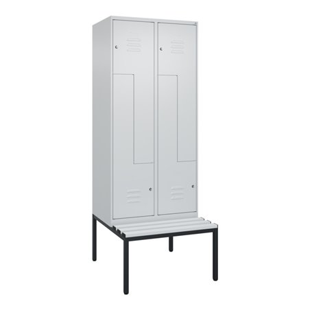 C+P Z-Spind Classic PLUS, Bank, 4 Fächer, 2120x800x815mm, 7035/7035 Verschluss Zylinderschloss Sitzbanktyp untergebaut Material 