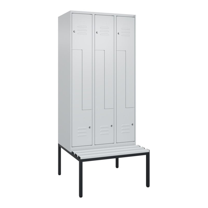 C+P Z-Spind Classic PLUS, Bank, 6 Fächer, 2120x900x815mm, 7035/7035 Verschluss Zylinderschloss Sitzbanktyp untergebaut Material 