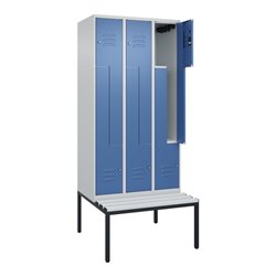 C+P Z-Spind Classic PLUS, Bank, 6 Fächer, 2120x900x815mm, 7035/5023 Verschluss Zylinderschloss Sitzbanktyp untergebaut Material 