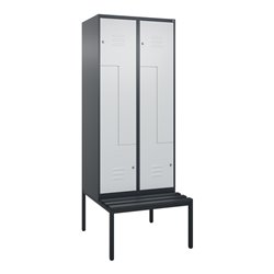 C+P Z-Spind Classic PLUS, Bank, 4 Fächer, 2120x800x815mm, 7016/7035 Verschluss Zylinderschloss Sitzbanktyp untergebaut Material 