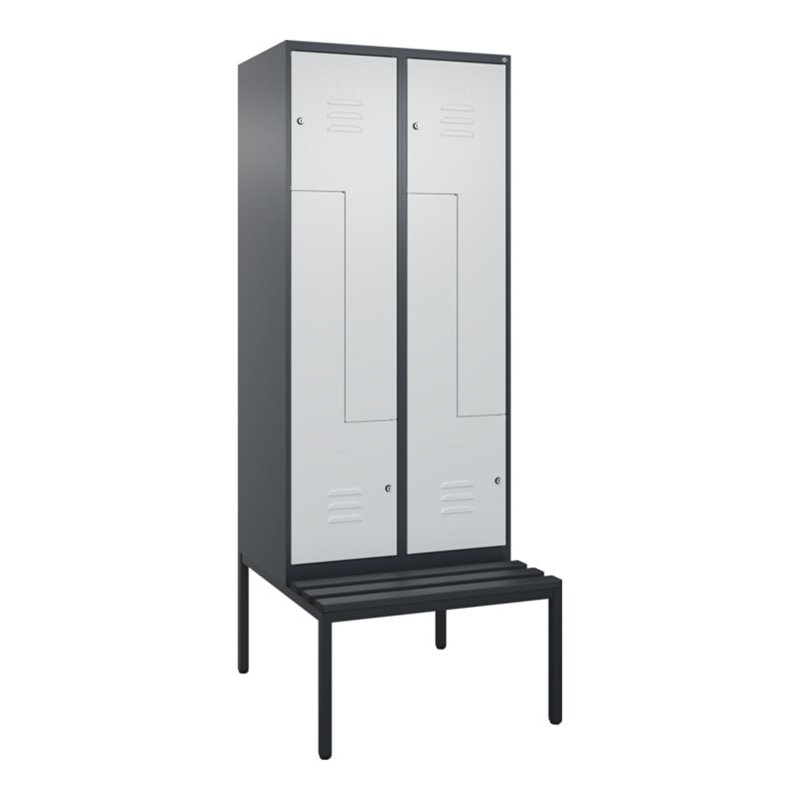 C+P Z-Spind Classic PLUS, Bank, 4 Fächer, 2120x800x815mm, 7016/7035 Verschluss Zylinderschloss Sitzbanktyp untergebaut Material 