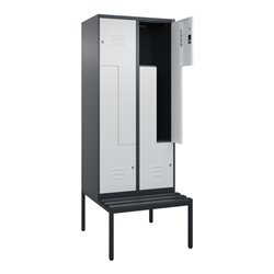 C+P Z-Spind Classic PLUS, Bank, 4 Fächer, 2120x800x815mm, 7016/7035 Verschluss Zylinderschloss Sitzbanktyp untergebaut Material 