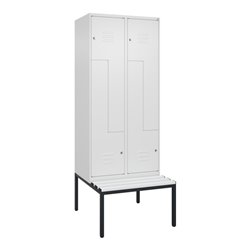 C+P Z-Spind Classic PLUS, Bank, 4 Fächer, 2120x800x815mm, 9016/9016 Verschluss Zylinderschloss Sitzbanktyp untergebaut Material 