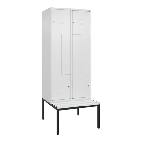 C+P Z-Spind Classic PLUS, Bank, 4 Fächer, 2120x800x815mm, 9016/9016 Verschluss Zylinderschloss Sitzbanktyp untergebaut Material 