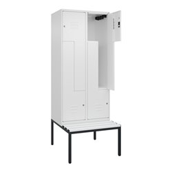 C+P Z-Spind Classic PLUS, Bank, 4 Fächer, 2120x800x815mm, 9016/9016 Verschluss Zylinderschloss Sitzbanktyp untergebaut Material 