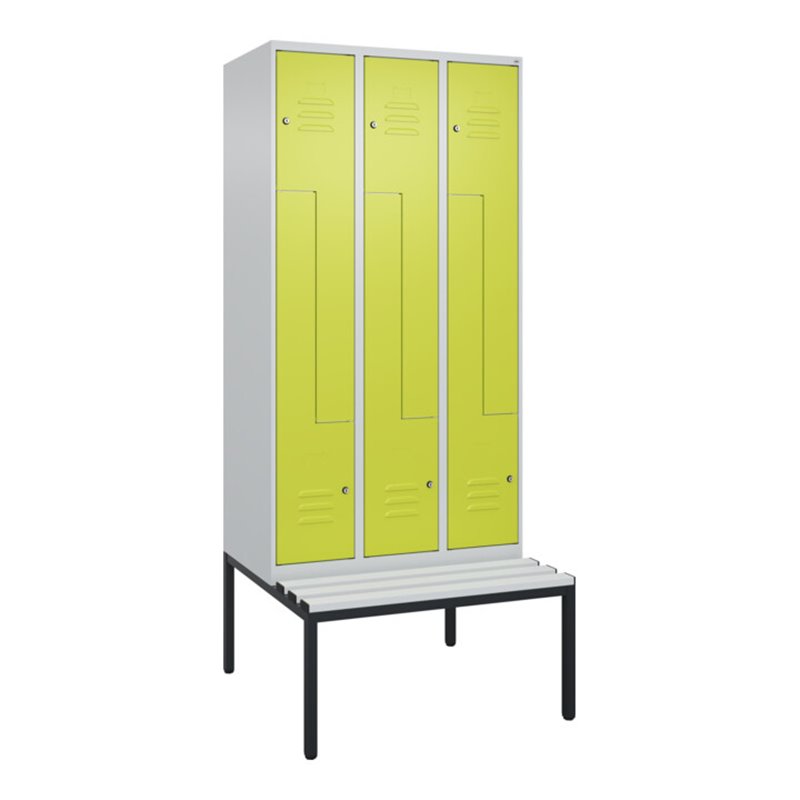 C+P Z-Spind Classic PLUS, Bank, 6 Fächer, 2120x900x815mm, 7035/0024 Verschluss Zylinderschloss Sitzbanktyp untergebaut Material 