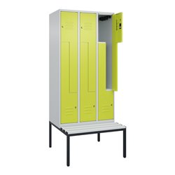 C+P Z-Spind Classic PLUS, Bank, 6 Fächer, 2120x900x815mm, 7035/0024 Verschluss Zylinderschloss Sitzbanktyp untergebaut Material 