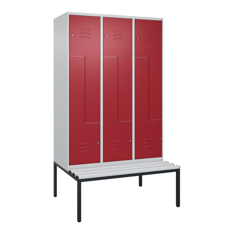 C+P Z-Spind Classic PLUS, Bank, 6 Fächer, 2120x1200x815mm, 7035/3003 Verschluss Zylinderschloss Sitzbanktyp untergebaut Material