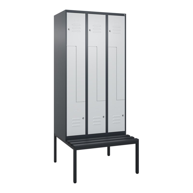 C+P Z-Spind Classic PLUS, Bank, 6 Fächer, 2120x900x815mm, 7016/7035 Verschluss Zylinderschloss Sitzbanktyp untergebaut Material 