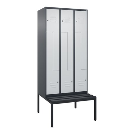 C+P Z-Spind Classic PLUS, Bank, 6 Fächer, 2120x900x815mm, 7016/7035 Verschluss Zylinderschloss Sitzbanktyp untergebaut Material 