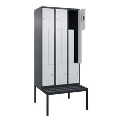 C+P Z-Spind Classic PLUS, Bank, 6 Fächer, 2120x900x815mm, 7016/7035 Verschluss Zylinderschloss Sitzbanktyp untergebaut Material 