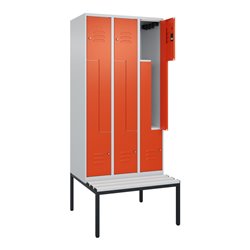 C+P Z-Spind Classic PLUS, Bank, 6 Fächer, 2120x900x815mm, 7035/2004 Verschluss Zylinderschloss Sitzbanktyp untergebaut Material 