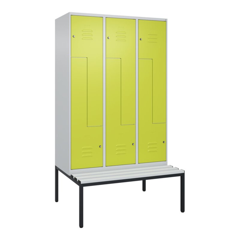 C+P Z-Spind Classic PLUS, Bank, 6 Fächer, 2120x1200x815mm, 7035/0024 Verschluss Zylinderschloss Sitzbanktyp untergebaut Material