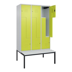 C+P Z-Spind Classic PLUS, Bank, 6 Fächer, 2120x1200x815mm, 7035/0024 Verschluss Zylinderschloss Sitzbanktyp untergebaut Material