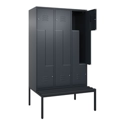 C+P Z-Spind Classic PLUS, Bank, 6 Fächer, 2120x1200x815mm, 7016/7016 Verschluss Zylinderschloss Sitzbanktyp untergebaut Material