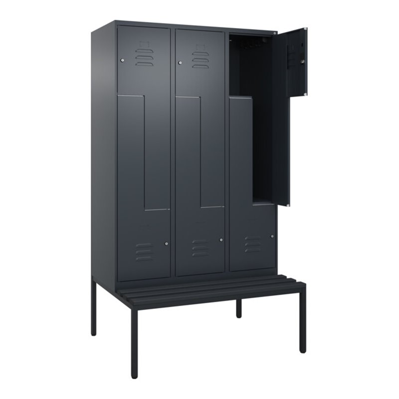 C+P Z-Spind Classic PLUS, Bank, 6 Fächer, 2120x1200x815mm, 7016/7016 Verschluss Zylinderschloss Sitzbanktyp untergebaut Material