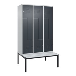 C+P Z-Spind Classic PLUS, Bank, 6 Fächer, 2120x1200x815mm, 7035/7016 Verschluss Zylinderschloss Sitzbanktyp untergebaut Material